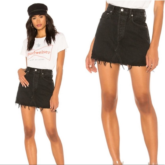Agolde Dresses & Skirts - AGOLDE Quinn High Rise Distressed Black Denim Skirt